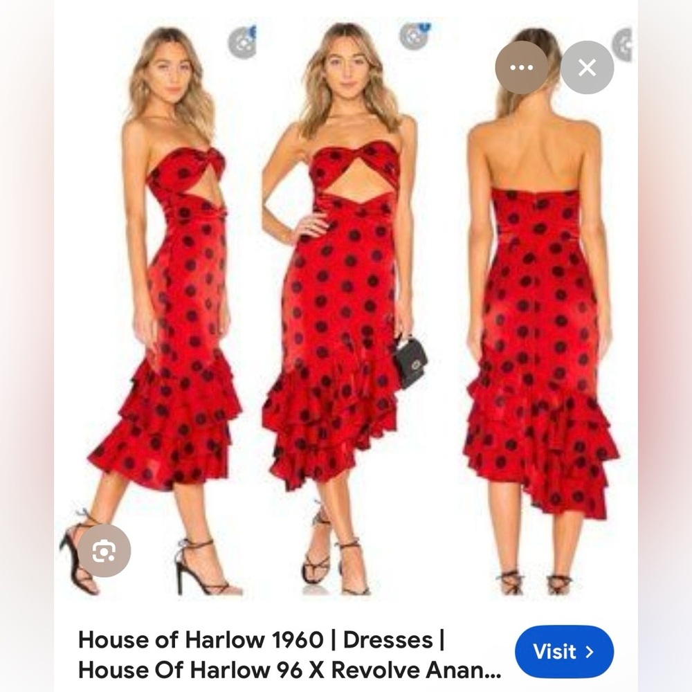House of Harlow 1960 Strapless Red and black rio dress